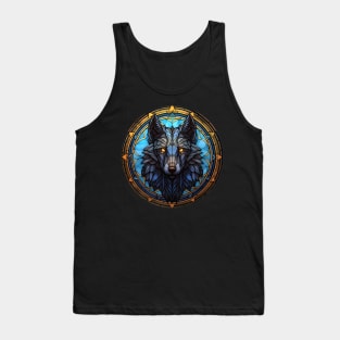 Stained Glass Scary Wolf Tank Top